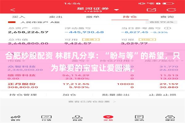 合肥炒股配资 林群凡分享：“盼与等”的希望，只为挚爱的宝宝让爱圆满。